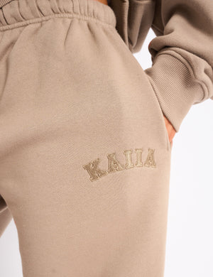 Kaiia Logo Wide Leg Joggers Latte