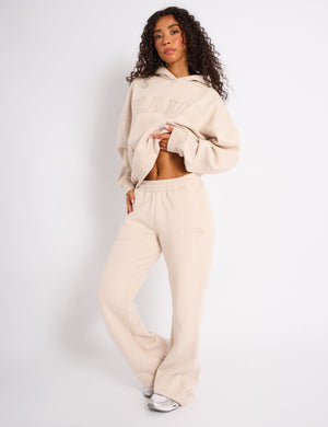 Kaiia Logo Wide Leg Joggers Cream