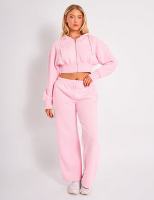 Kaiia Logo Wide Leg Joggers Light Pink