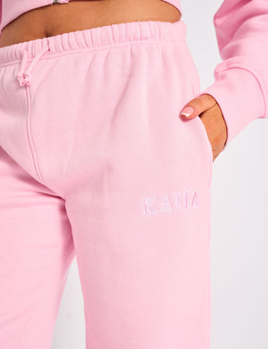 Kaiia Logo Wide Leg Joggers Light Pink