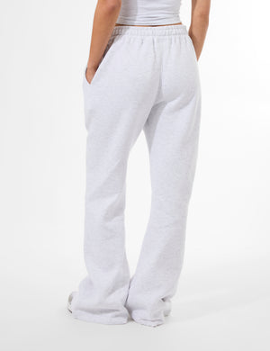 Kaiia Wide Leg Sweat Pants In Grey Marl