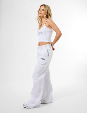 Kaiia Wide Leg Sweat Pants In Grey Marl