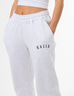 Kaiia Wide Leg Sweat Pants In Grey Marl