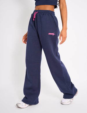 Kaiia Star Wide Leg Joggers Navy & Pink