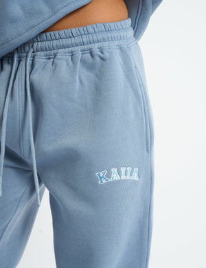 Kaiia Logo Wide Leg Joggers Vintage Blue