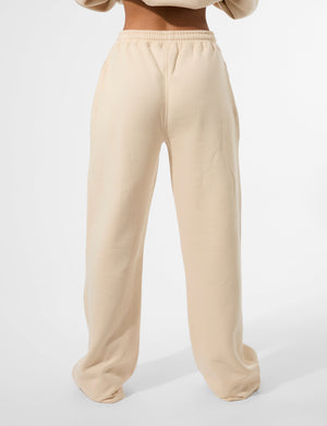 Kaiia Seam Detail Wide Leg Joggers Custard Cream