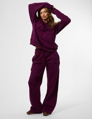 Kaiia Seam Detail Wide Leg Joggers Grape