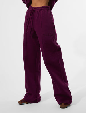 Kaiia Seam Detail Wide Leg Joggers Grape