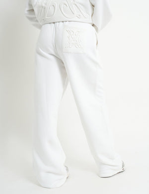 Kaiia Embossed Wide Leg Joggers White