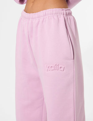 Kaiia Embossed Logo Wide Leg Joggers Parma Violet