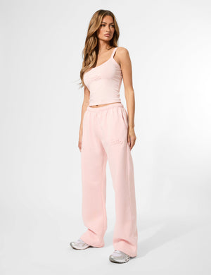 Kaiia Embossed Logo Wide Leg Joggers Sugar Pink