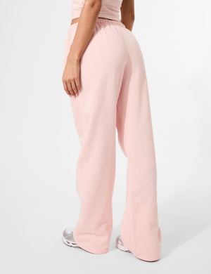 Kaiia Embossed Logo Wide Leg Joggers Sugar Pink
