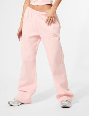 Kaiia Embossed Logo Wide Leg Joggers Sugar Pink