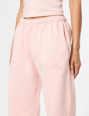 Kaiia Embossed Logo Wide Leg Joggers Sugar Pink