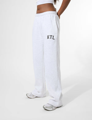 Kaiia KTL Logo Wide Leg Joggers Light Grey Marl