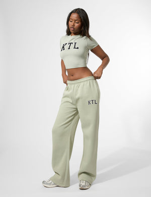 Kaiia KTL Logo Wide Leg Joggers Sage