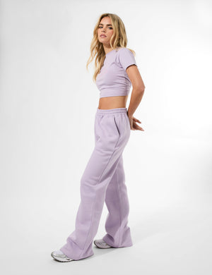 Kaiia Studio Script Logo Wide Leg Jogger Lilac