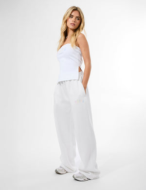 Kaiia Rainbow Logo Wide Leg Joggers White