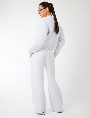 Kaiia Label Logo Wide Leg Joggers Light Grey Marl