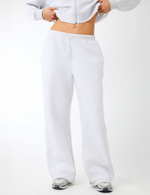 Kaiia Label Logo Wide Leg Joggers Light Grey Marl