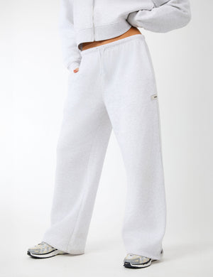 Kaiia Label Logo Wide Leg Joggers Light Grey Marl