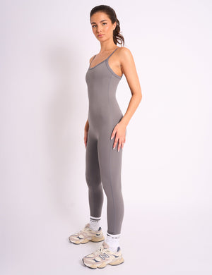 Kaiia Sculpt Strappy Unitard Slate Grey