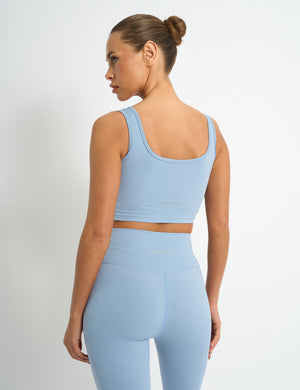 Kaiia Sculpt Square Neck Crop Top Light Blue