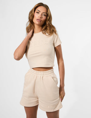 Kaiia Logo Sweat Shorts Cream