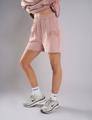 Kaiia Studio Distressed Applique Sweat Short Blush