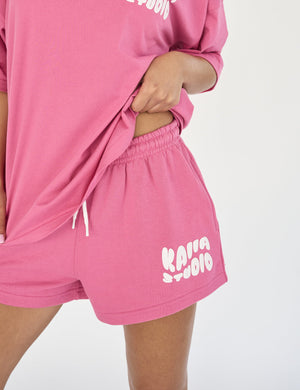 Kaiia Studio Bubble Logo Sweat Shorts Pink