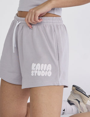 Kaiia Studio Bubble Logo Sweat Shorts Light Grey