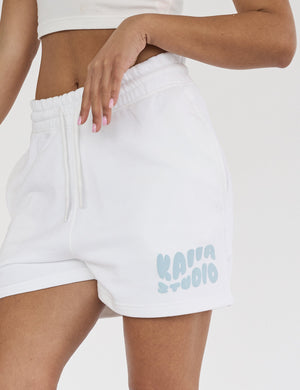 Kaiia Studio Bubble Logo Sweat Shorts White & Blue