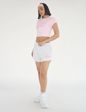 Kaiia Design Bubble Logo Sweat Shorts Lt Grey Marl & Pink