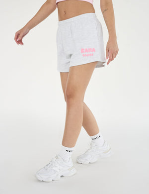 Kaiia Design Bubble Logo Sweat Shorts Lt Grey Marl & Pink