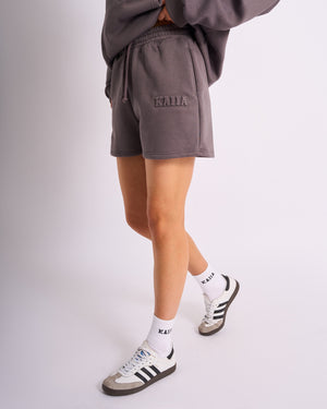 Kaiia Embossed Logo Sweat Shorts Dark Grey