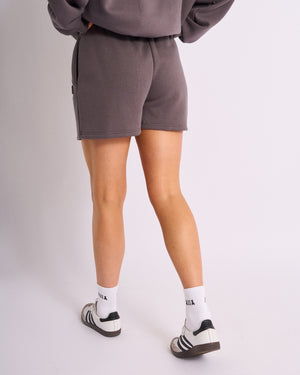 Kaiia Embossed Logo Sweat Shorts Dark Grey