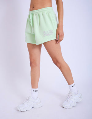 Kaiia Studio Bubble Logo Mini Sweat Shorts Lime & Lilac