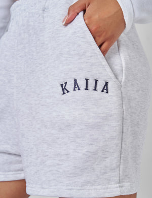 Kaiia Sweat Logo Shorts In Grey Marl