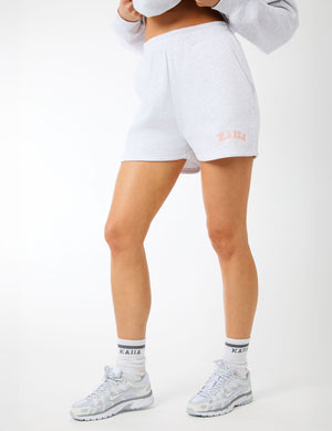 Kaiia Logo Sweat Shorts Light Grey Marl & Dusty Pink