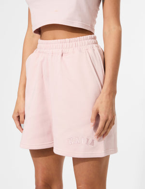 Kaiia Logo Mini Sweat Shorts Pink Chai
