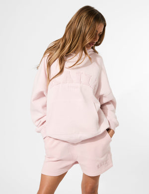 Kaiia Logo Mini Sweat Shorts Pink Chai