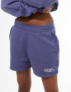 Kaiia Running Club Logo Sweat Shorts Light Navy