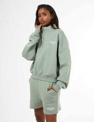 Kaiia Running Club Logo Sweat Shorts Green Tea