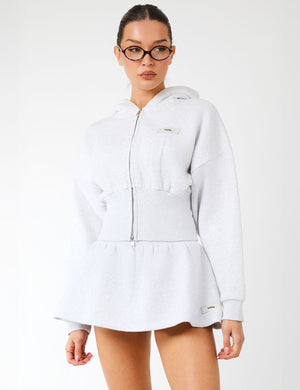 Kaiia Label Logo Mini Sweat Skirt Light Grey Marl