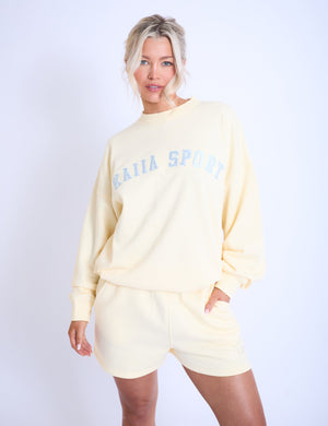 Kaiia Sport Oversized Sweatshirt Lemon & Light Blue