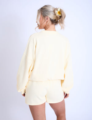 Kaiia Sport Oversized Sweatshirt Lemon & Light Blue