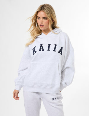 Kaiia Oversized Logo Hoodie In Grey Marl