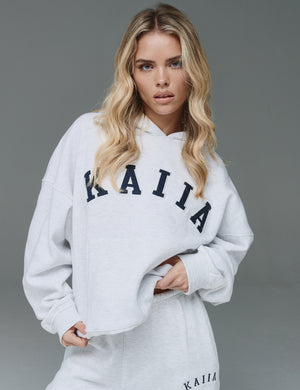 Kaiia Oversized Logo Hoodie In Grey Marl