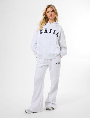 Kaiia Oversized Logo Hoodie In Grey Marl