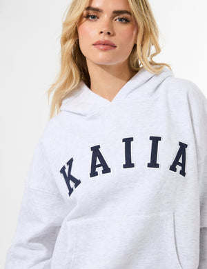 Kaiia Oversized Logo Hoodie In Grey Marl